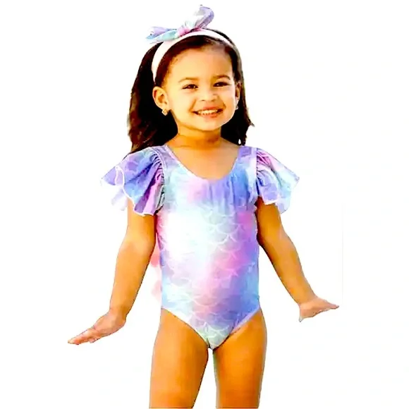 Lola and the Boys Sz 6 Mermaid Bow One Piece Swimsuit - Picture 2 of 6